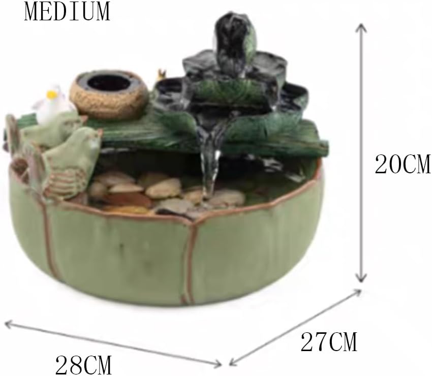 Elegant Desktop Water Fountain with Lotus and Bird Design