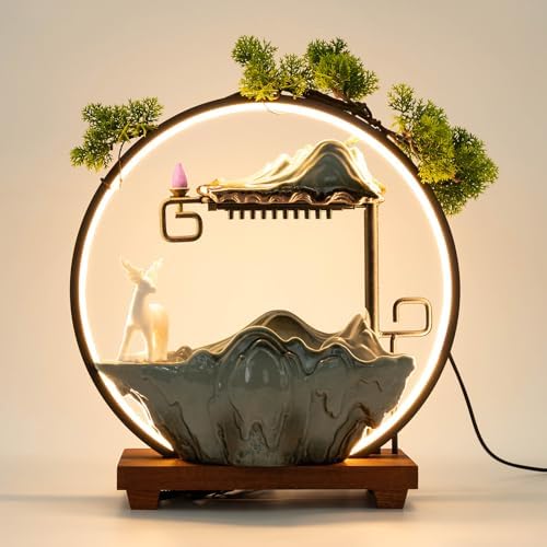 Tabletop Water Fountain with LED Light and Pump