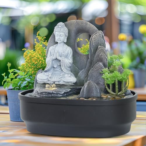 Zen Buddha Desktop Water Feature Fountain for Home Office