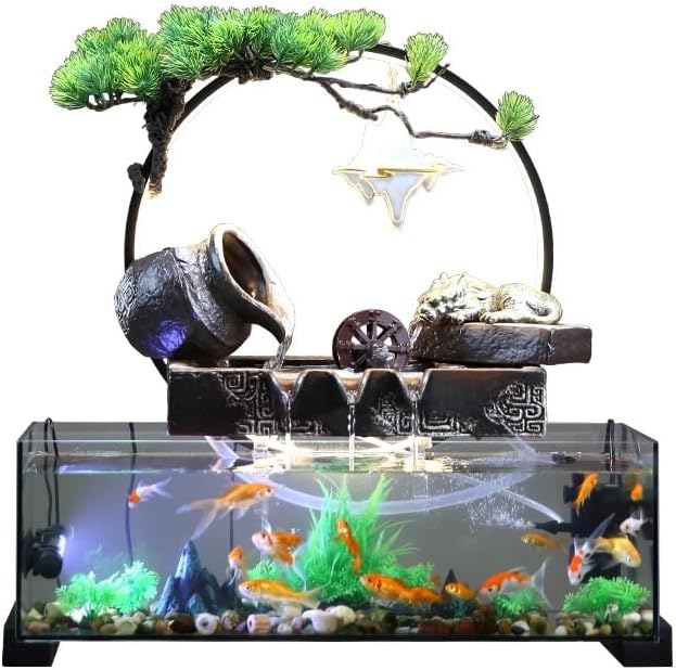 Modern Indoor Water Fountain with Fish Tank Decoration
