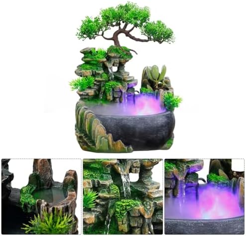 11-Inch Tabletop LED Waterfall Fountain with Atomizer