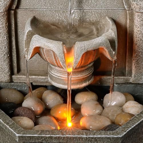 Elegant Desktop Water Fountain with Resin Sun Design