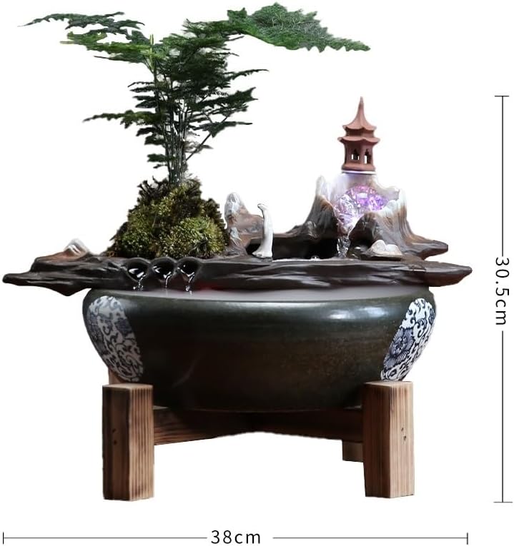 Ceramic Tabletop Fountain for Home Office Zen Decor