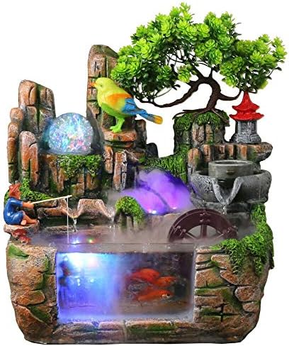 11 Inch Tabletop Fountain with Crystal Lighting and Rolling Ball