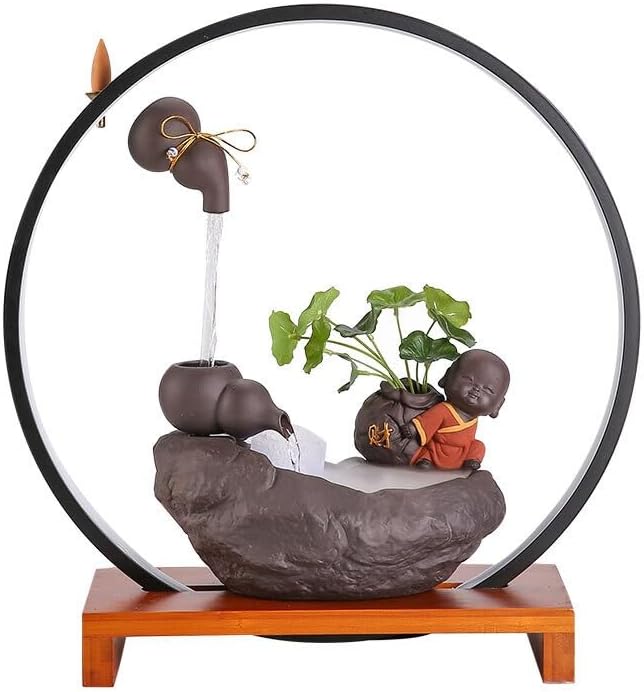 AQWASYUTER Water Fountain Indoor Tabletop Fountain Zen Decor Living Room Office Feng Shui Ornaments