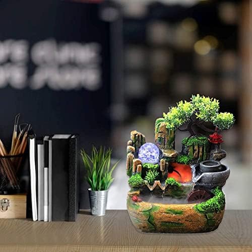 Indoor Relaxation Desktop Fountain with Rockery and Crystal Light