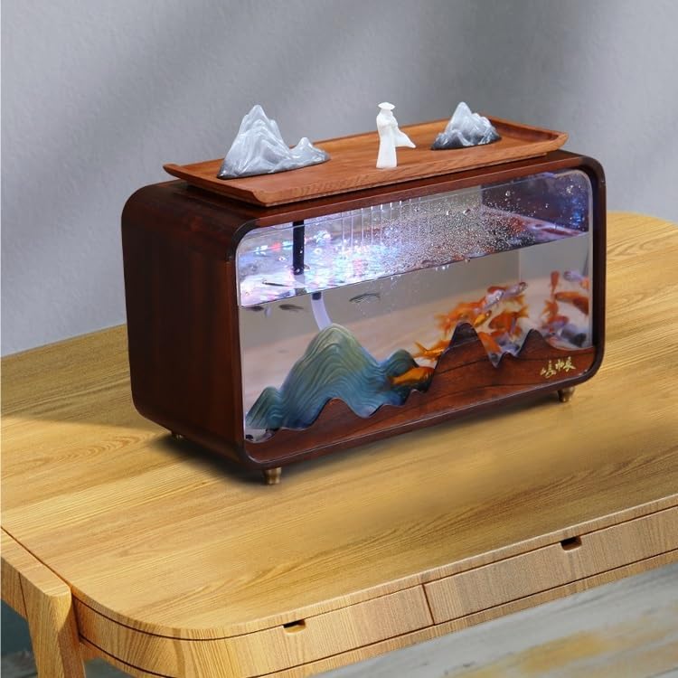 Modern Indoor Desktop Water Fountain with Fish Tank Decoration