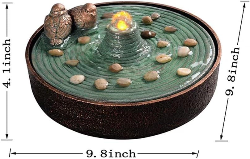 Elegant Desktop Fountain with Two Birds and Resin Basin