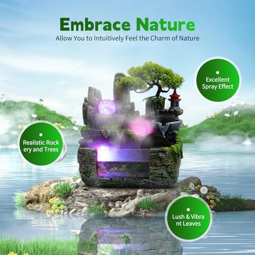 Gdrasuya10 Waterfall Desktop Fountain with Bonsai
