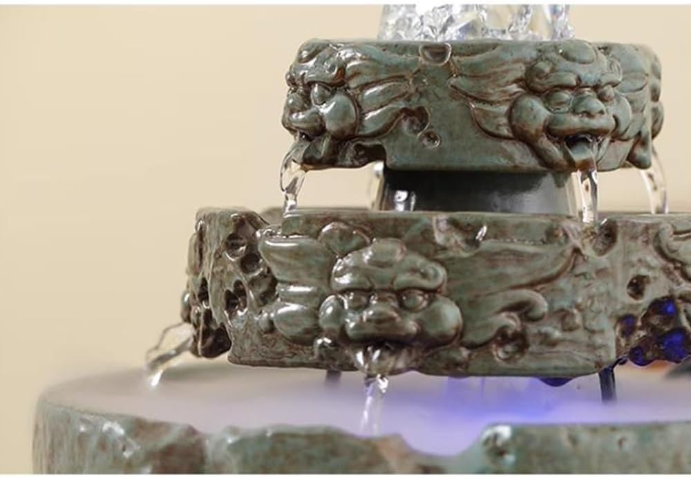Elegant Green Ceramic Tabletop Water Fountain