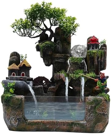 Tabletop Water Fountain with LED Light and Mist
