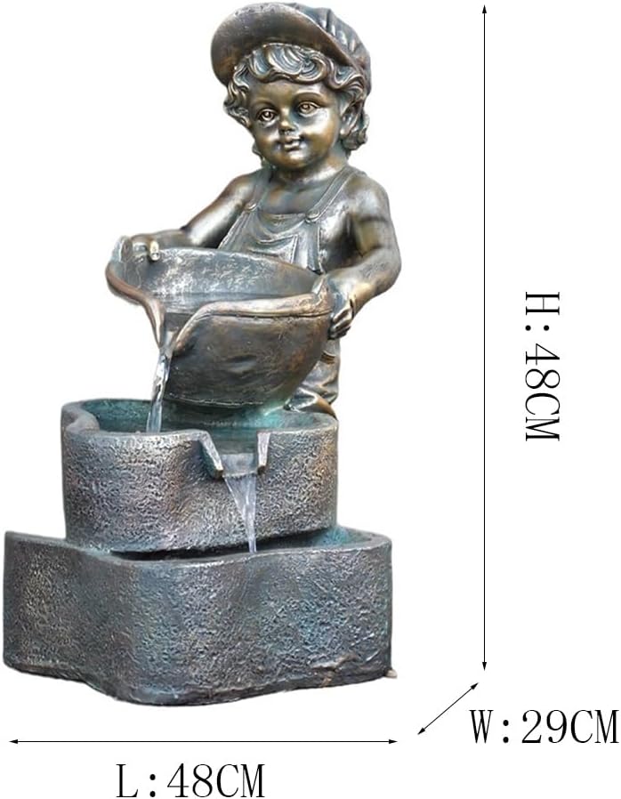 Elegant Desktop Water Fountain with Imitation Copper Resin Design