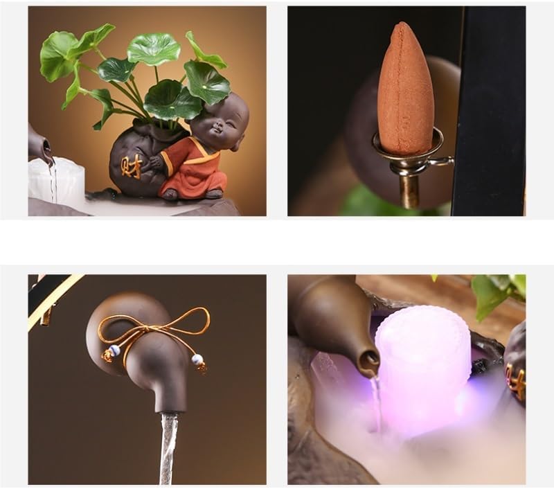 AQWASYUTER Water Fountain Indoor Tabletop Fountain Zen Decor Living Room Office Feng Shui Ornaments