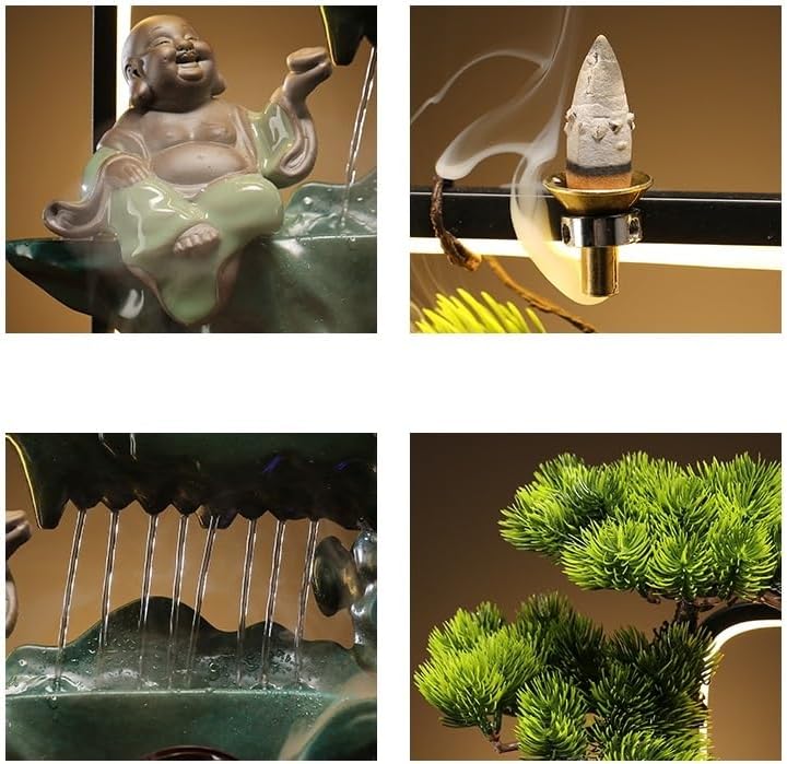 Stylish Tabletop Indoor Fountain with Bonsai Rockery Design