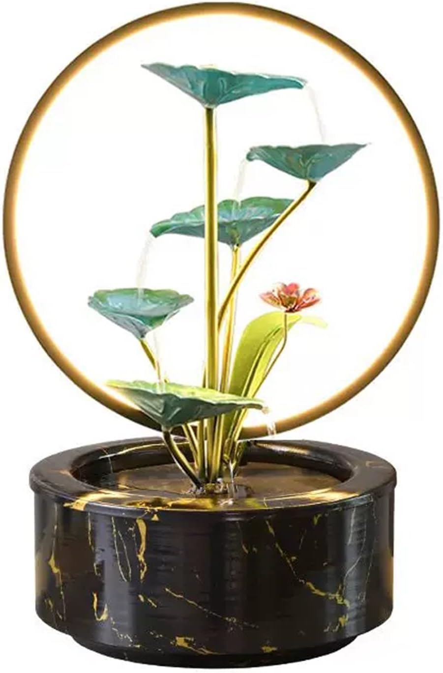 5 Tier Tabletop Water Fountain with LED Light Black