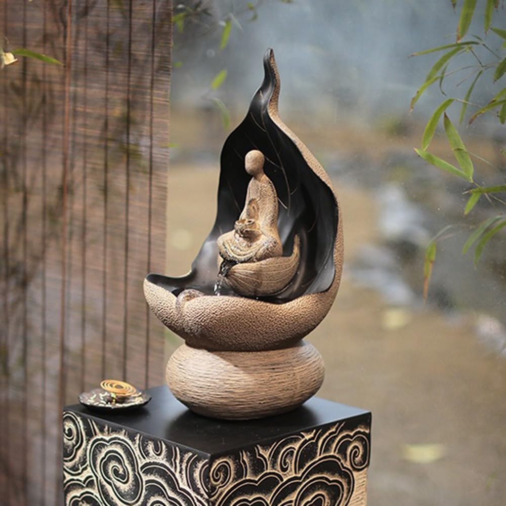 Elegant Desktop Water Fountain with Buddha and Lotus Design