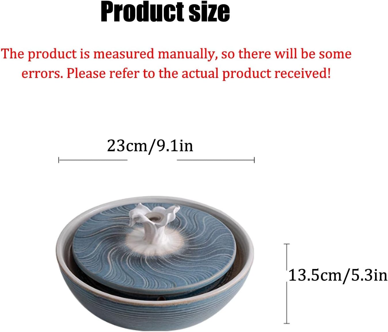 Mini USB Ceramic Water Fountain for Office Desk and Home Decor Blue