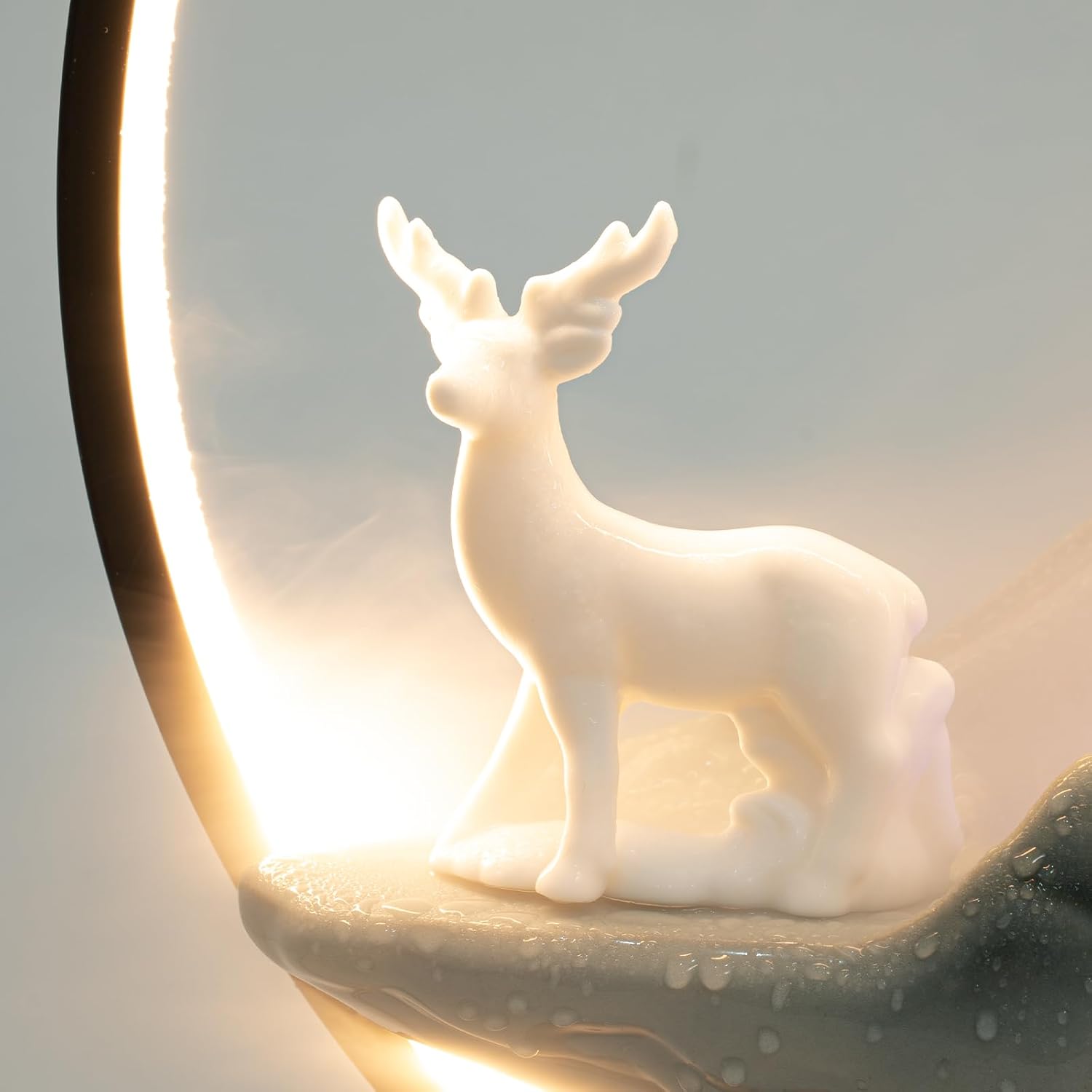 Tabletop Fountain with LED Lights and Pine Tree Decor