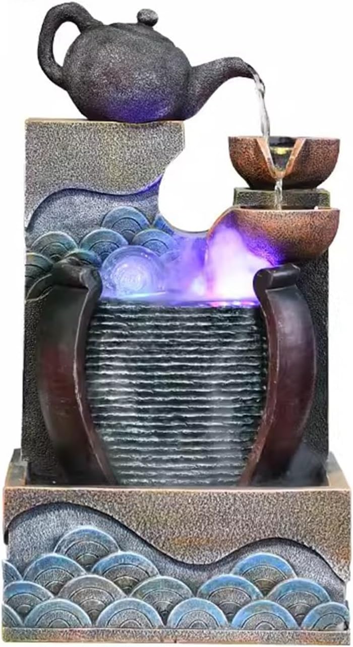 Soothing Tabletop Water Fountain with Tiered Bowls Design