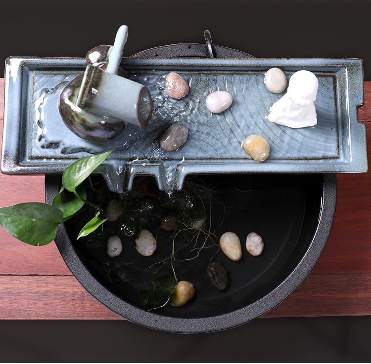 Ceramic Desktop Water Fountain for Home Zen Decor
