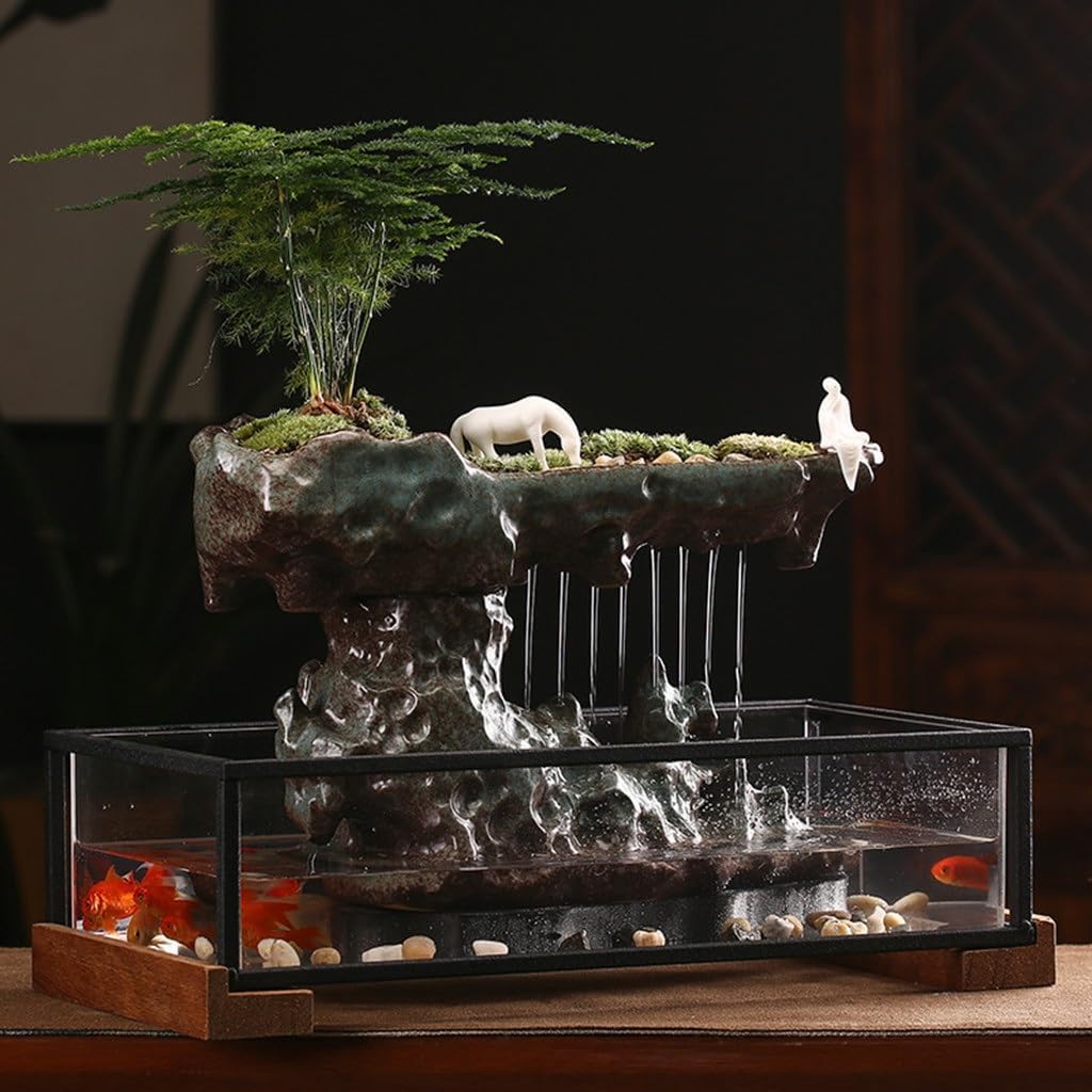 Wealth-Inducing Landscape Fountain for Office Desk
