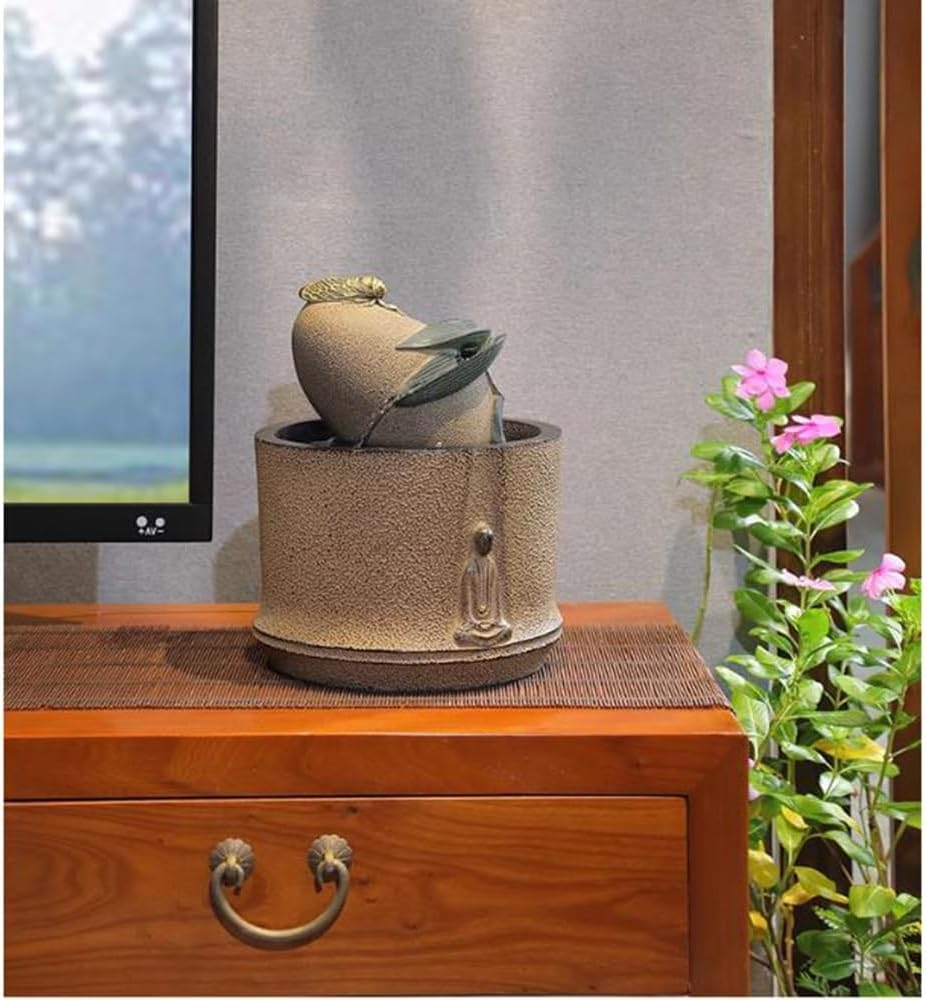 Elegant Desktop Water Fountain with Meditation Symbols