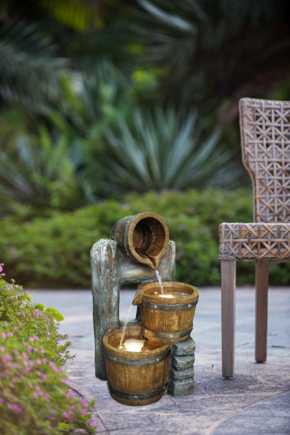 Elegant 3-Tier Bucket Fountain with LED Lights