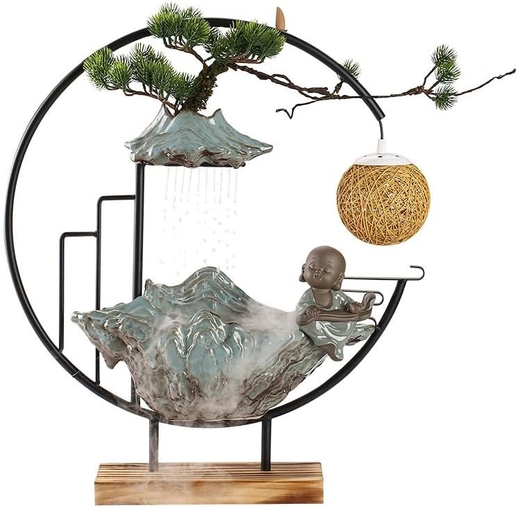 AQWASYUTER Water Fountains Indoor Wealth Ornaments Zen Waterfall Decoration