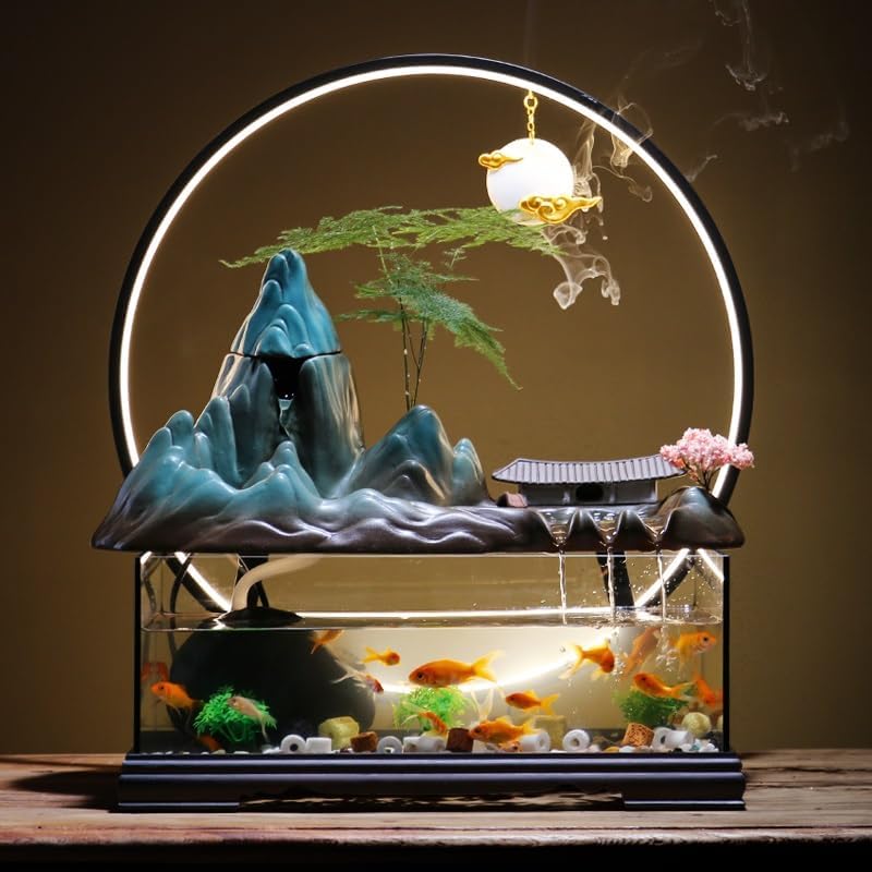 Modern Indoor Water Fountain with Goldfish and Circulating Water System
