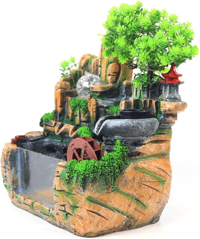 Atomizing Rockery Water Fountain with LED Lights and Atomizer