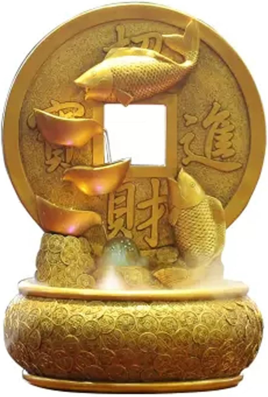 Golden Koi Tabletop Fountain with Rotating Decorative Ball