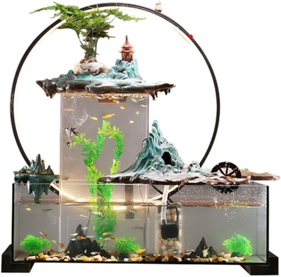 Tabletop Fountain with Water Circulation and Miniature Plants