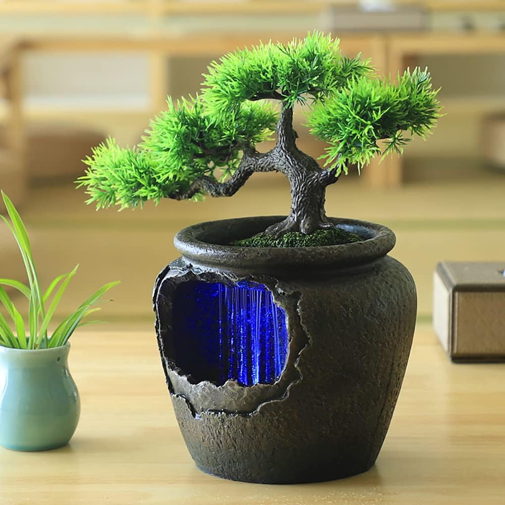 Indoor Bonsai Water Fountain with LED Light