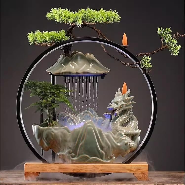 AQWASYUTER Creative Indoor Water Fountain Ornament with Flowing Water for Home Office Decor