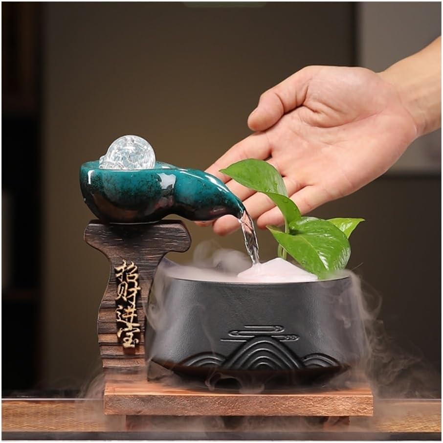 Modern Minimalist Tabletop Fountain with Wealth Flow and Humidifier Function