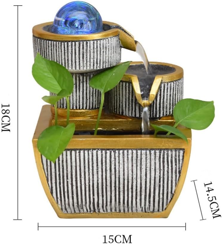 Crystal Water Fountain with Zen Decor for Home Tabletop