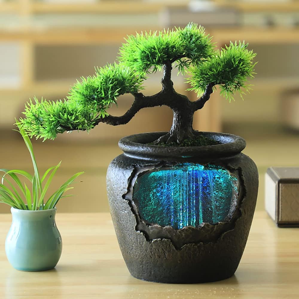 Indoor Bonsai Water Fountain with LED Light