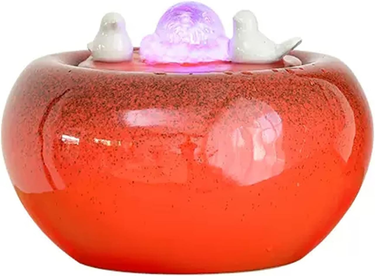 XRXwuf689 Red Ceramic Desktop Water Fountain