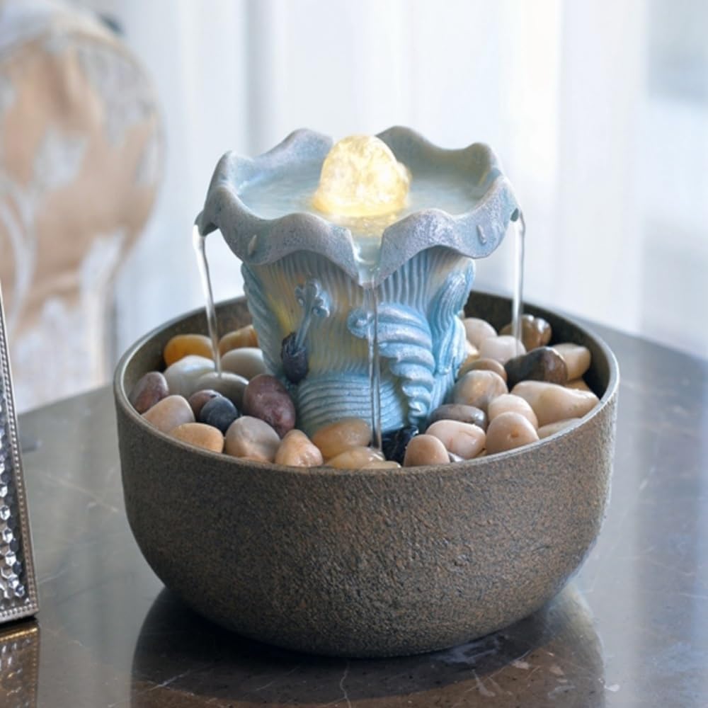 Elegant Resin Tabletop Fountain with Dynamic Water Flow