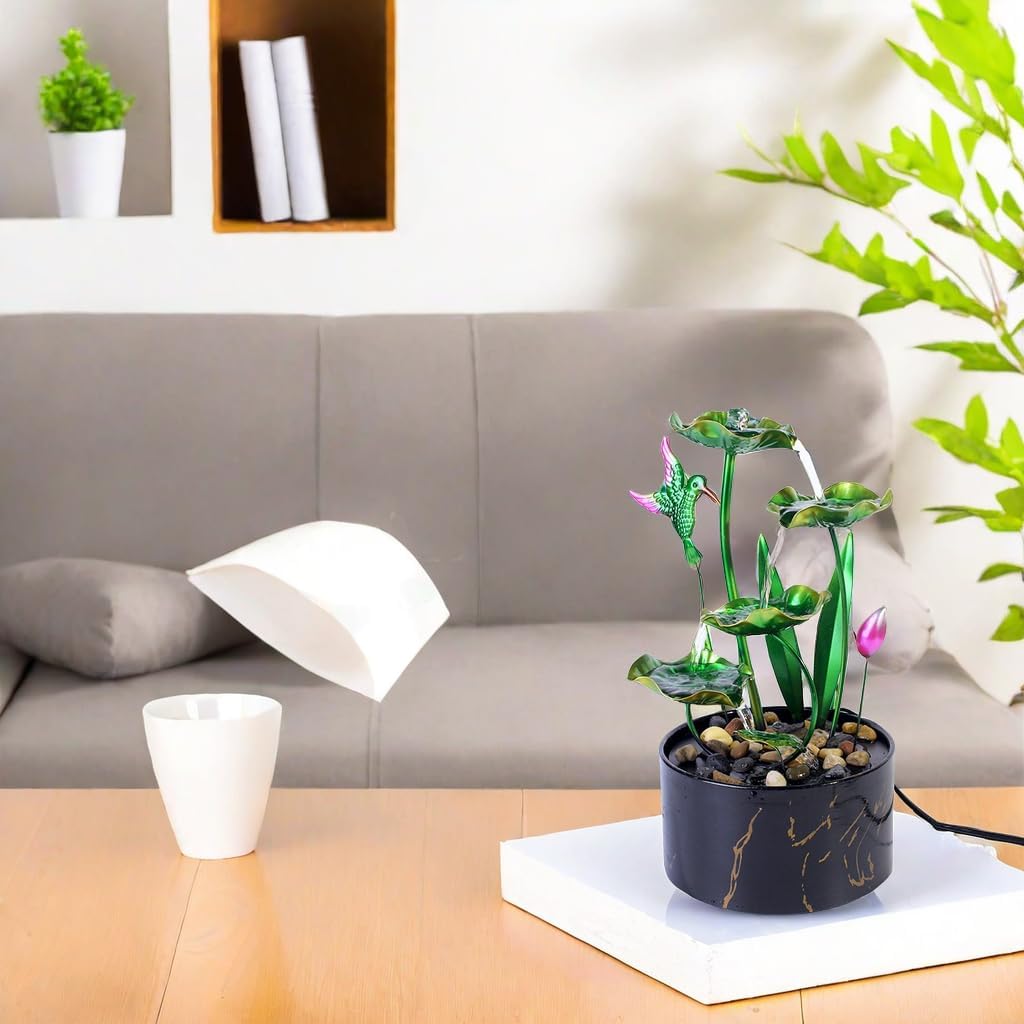Bocnity 5-Tier Lotus Waterfall Fountain for Home Office Decor
