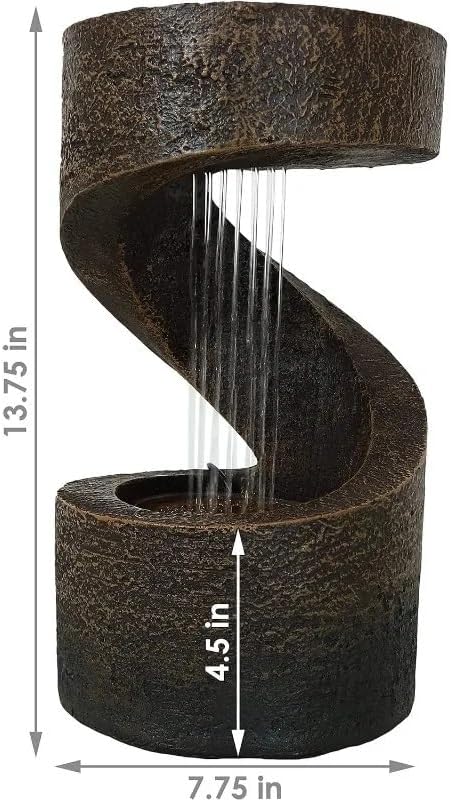 Winding Showers 13-Inch Indoor Tabletop Water Fountain with LED Lighting