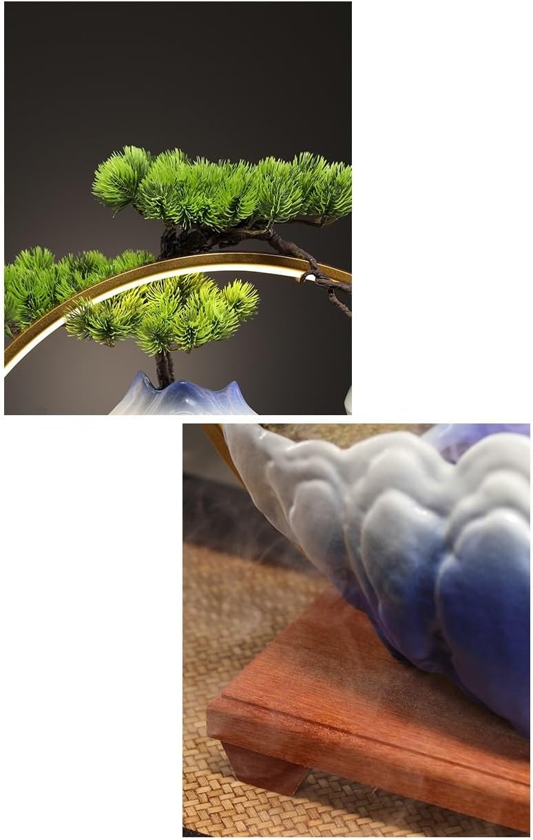 AQWASYUTER Zen Waterfall Desktop Fountain Decor Indoor Living Room Office Wealth Attraction Ceramic Ornament