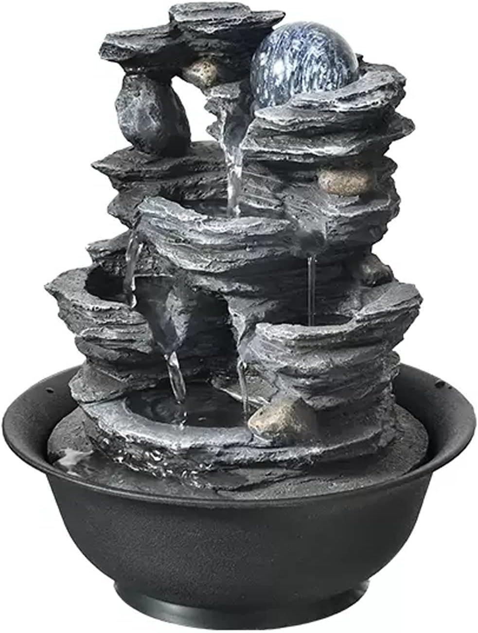XRXwuf689 Desktop Water Fountain with Resin Laminated Rock