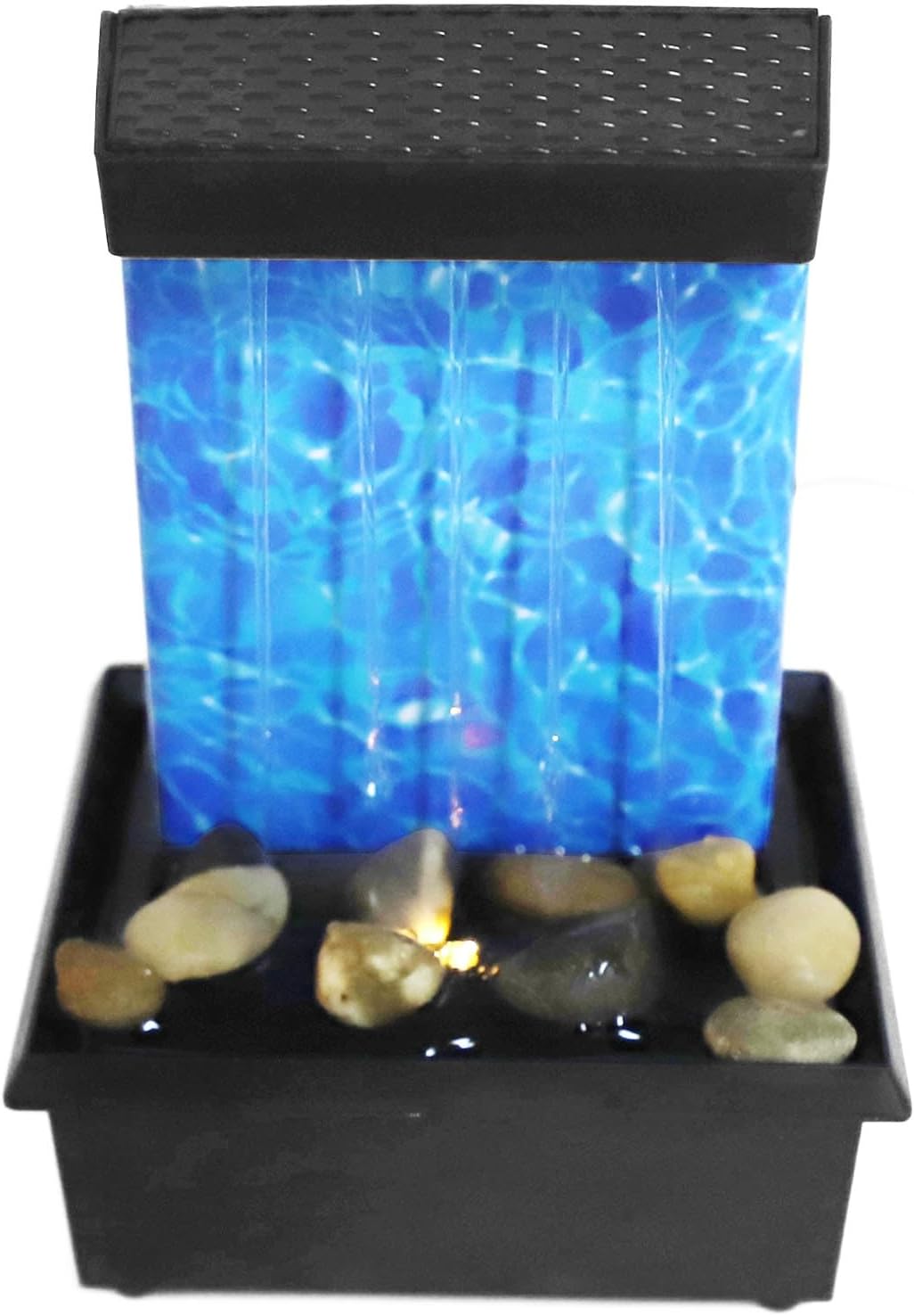 Indoor LED Waterfall Tabletop Fountain with River Rocks