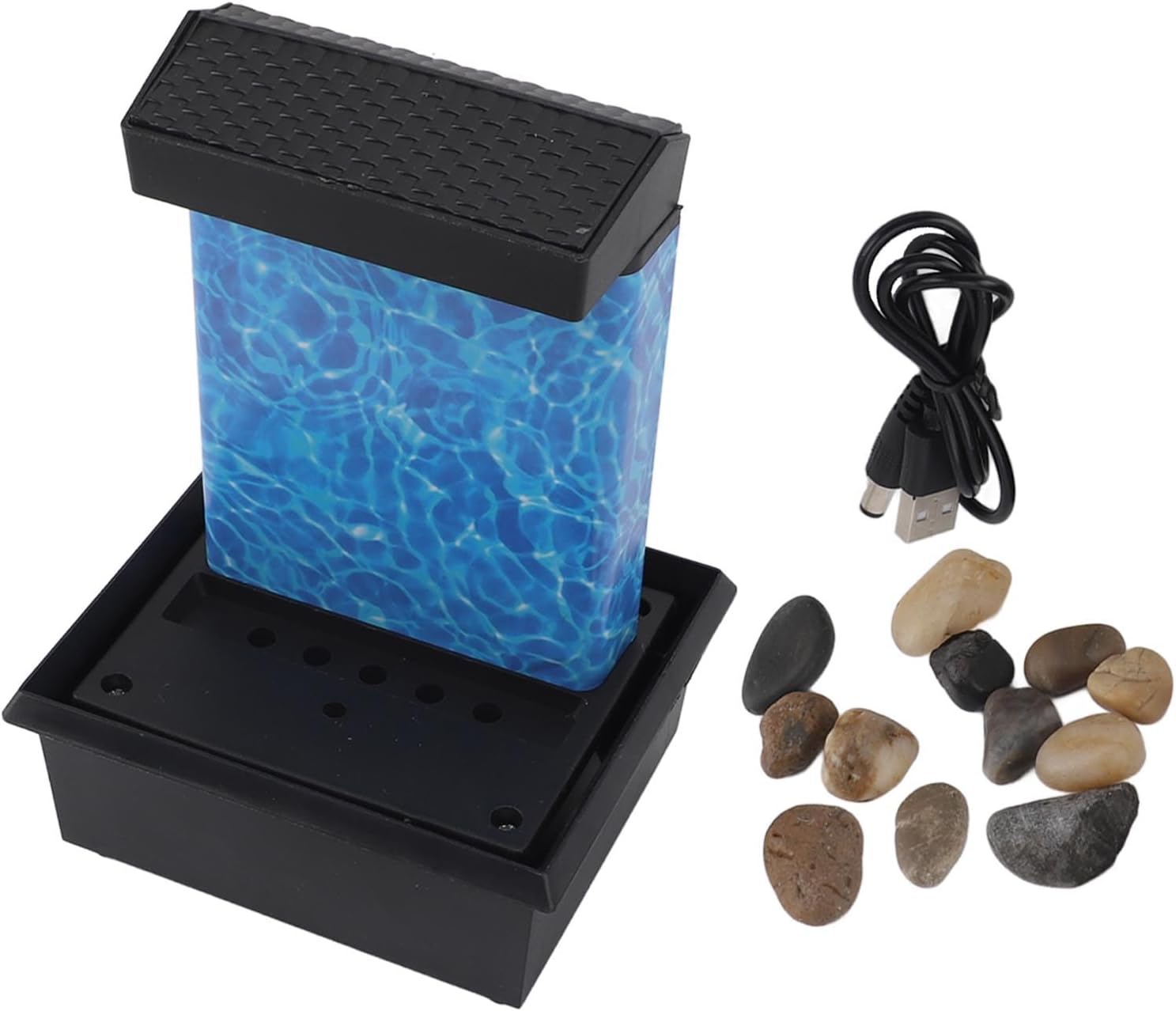 Indoor LED Waterfall Tabletop Fountain with River Rocks 1