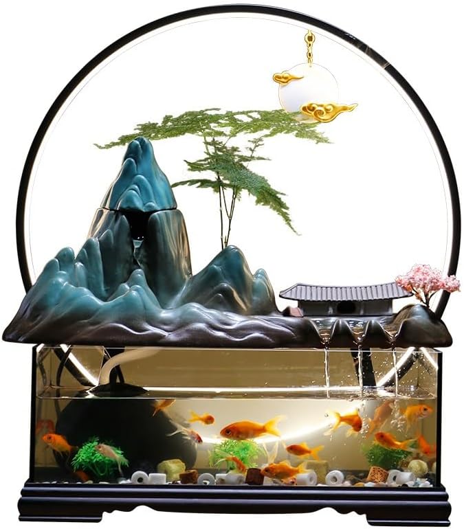 Modern Indoor Water Fountain with Goldfish and Circulating Water System