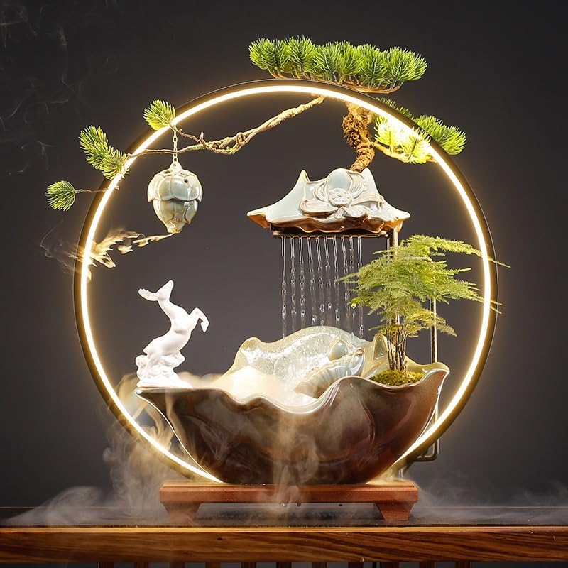 AQWASYUTER Zen Waterfall Decorative Fountain for Home Office