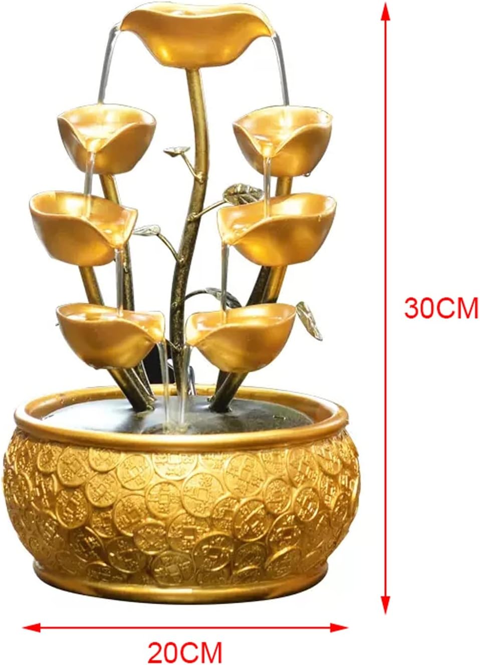 Golden Leaf Tabletop Fountain with Decorative Base