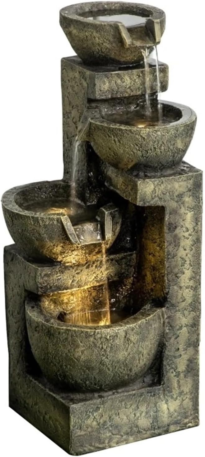 Waterfall Fountain Decor Glazed Pots for Outdoor