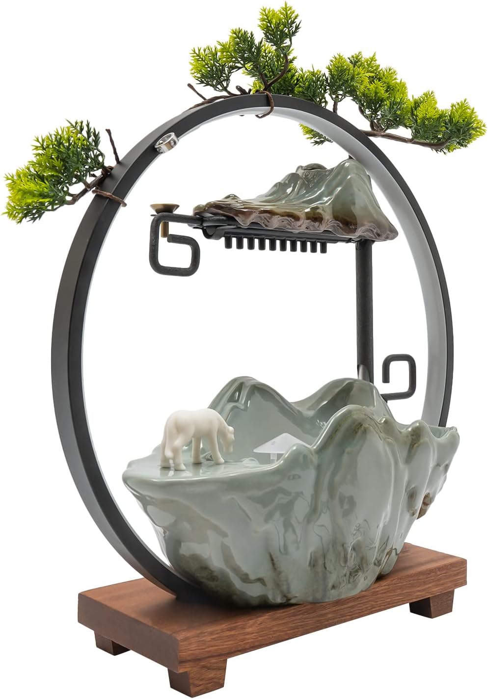 Tabletop Water Fountain with Mist and LED Lighting